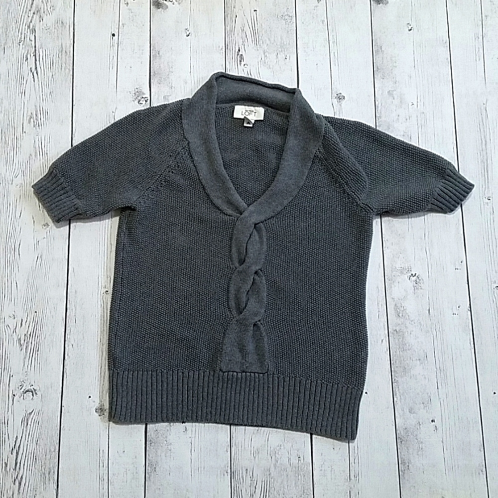 LOFT Womens small cable knit short sleeve sweater